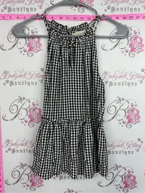LOFT tank top gingham Black & White Gingham Tiered Dress